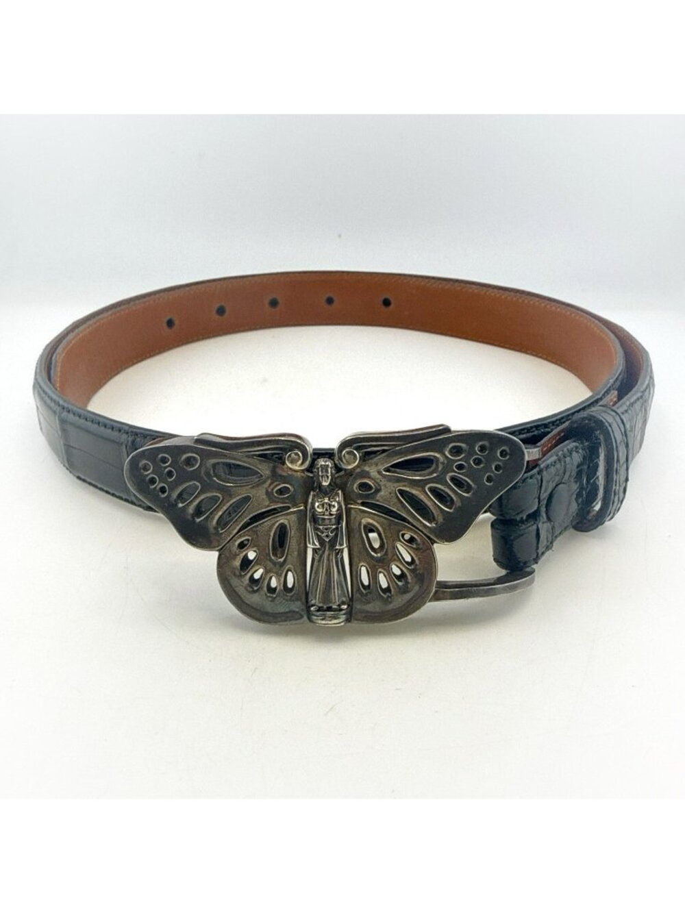 Barry Kieselstein Cord Sterling Silver Buckle Butterfly Fairy Alligator Belt BKC